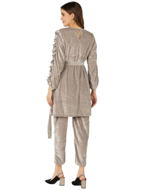 Regular_Fit_Velvet_Track_Suit_For_Women�Grey(2Xl)